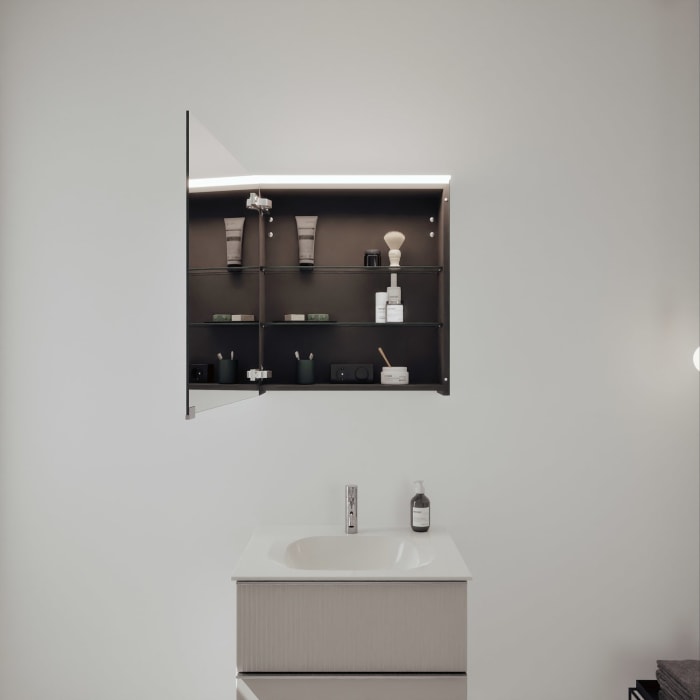 burgbad Fiumo 2.0 Badmöbelset 62 cm mit Waschtisch mit Unterschrank mit Griff G0146 und Spiegelschrank