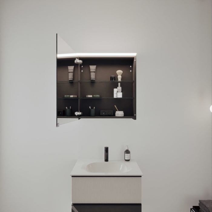 burgbad Fiumo 2.0 Badmöbelset 62 cm mit Waschtisch mit Unterschrank mit Griff G0200 und Spiegelschrank