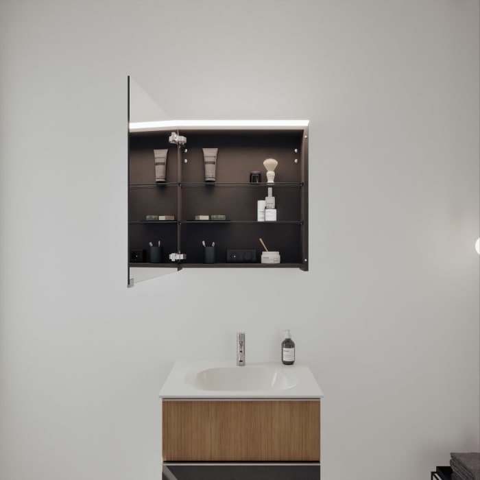 burgbad Fiumo 2.0 Badmöbelset 62 cm mit Waschtisch mit Unterschrank mit Griff G0146 und Spiegelschrank