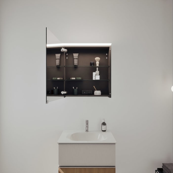 burgbad Fiumo 2.0 Badmöbelset 62 cm mit Waschtisch mit Unterschrank mit Griff G0146 und Spiegelschrank