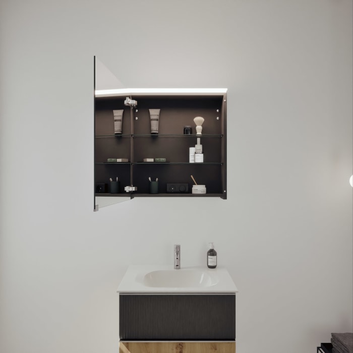 burgbad Fiumo 2.0 Badmöbelset 62 cm mit Waschtisch mit Unterschrank mit Griff G0146 und Spiegelschrank