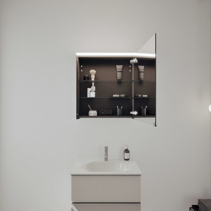 burgbad Fiumo 2.0 Badmöbelset 62 cm mit Waschtisch mit Unterschrank mit Griff G0146 und Spiegelschrank