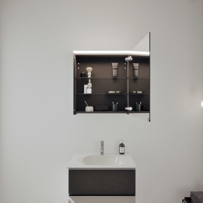 burgbad Fiumo 2.0 Badmöbelset 62 cm mit Waschtisch mit Unterschrank mit Griff G0146 und Spiegelschrank