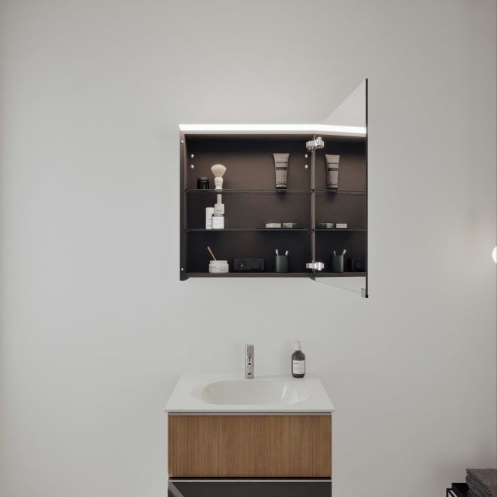 burgbad Fiumo 2.0 Badmöbelset 62 cm mit Waschtisch mit Unterschrank mit Griff G0146 und Spiegelschrank