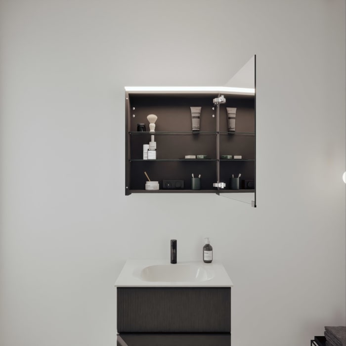 burgbad Fiumo 2.0 Badmöbelset 62 cm mit Waschtisch mit Unterschrank mit Griff G0200 und Spiegelschrank