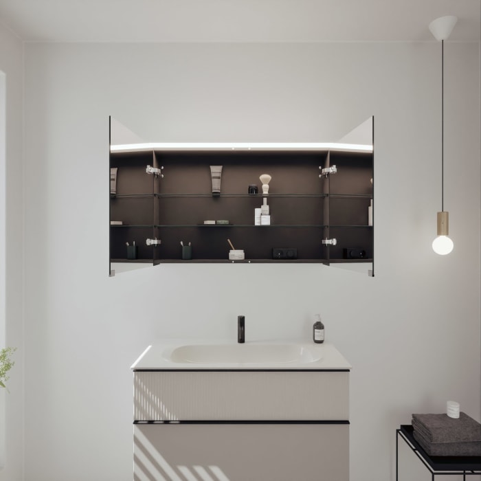 burgbad Fiumo 2.0 Badmöbelset 102 cm mit Waschtisch mit Unterschrank mit Griff G0200 und Spiegelschrank