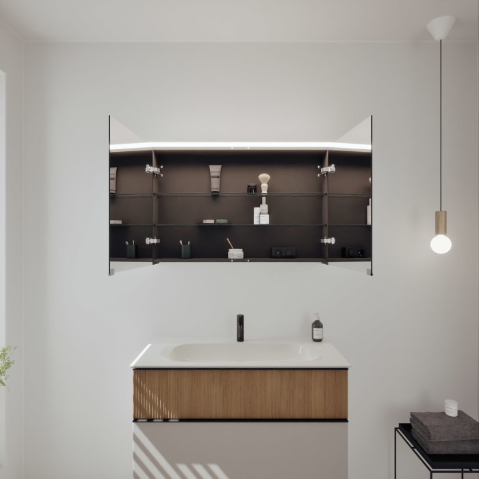 burgbad Fiumo 2.0 Badmöbelset 102 cm mit Waschtisch mit Unterschrank mit Griff G0200 und Spiegelschrank