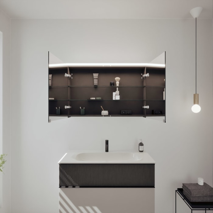 burgbad Fiumo 2.0 Badmöbelset 102 cm mit Waschtisch mit Unterschrank mit Griff G0200 und Spiegelschrank