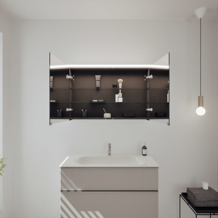 burgbad Fiumo 2.0 Badmöbelset 102 cm mit Waschtisch mit Unterschrank mit Griff G0146 und Spiegelschrank