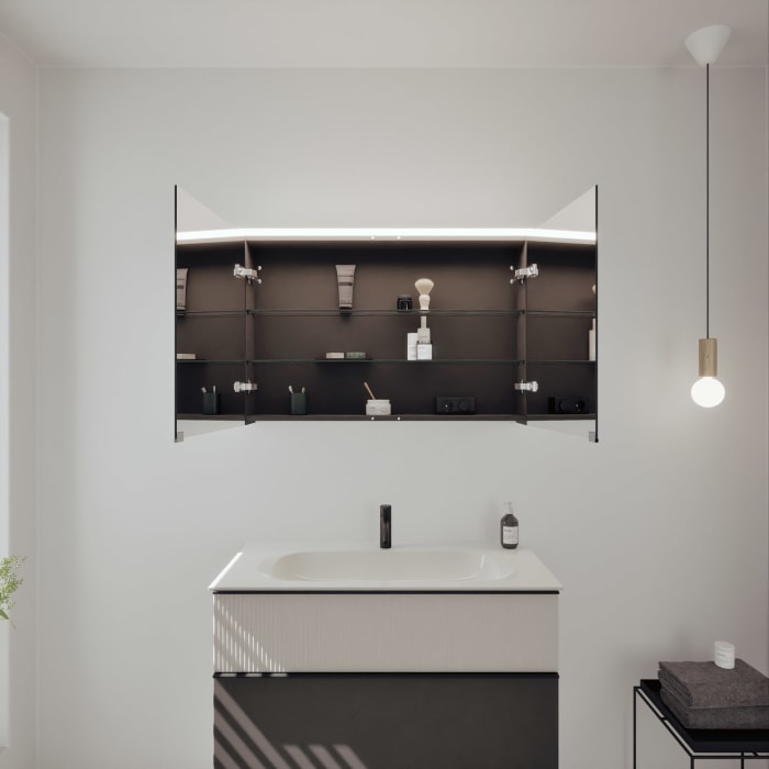 burgbad Fiumo 2.0 Badmöbelset 102 cm mit Waschtisch mit Unterschrank mit Griff G0200 und Spiegelschrank