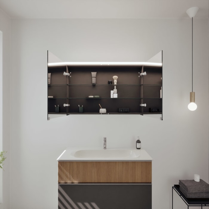 burgbad Fiumo 2.0 Badmöbelset 102 cm mit Waschtisch mit Unterschrank mit Griff G0146 und Spiegelschrank