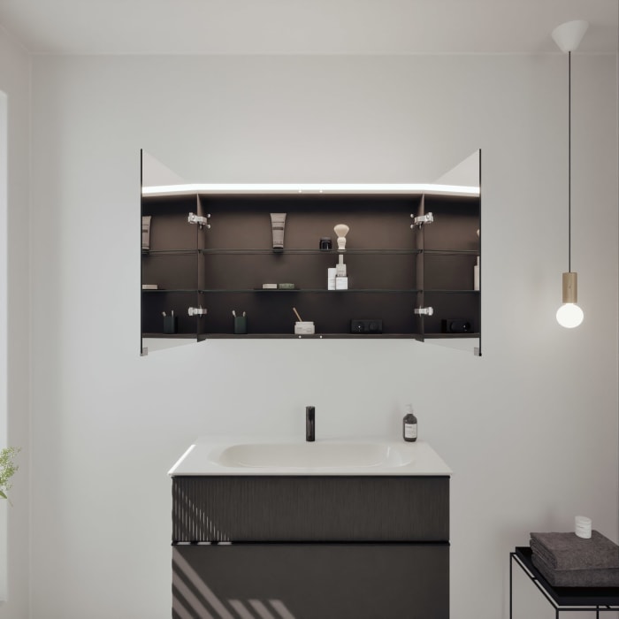 burgbad Fiumo 2.0 Badmöbelset 102 cm mit Waschtisch mit Unterschrank mit Griff G0200 und Spiegelschrank