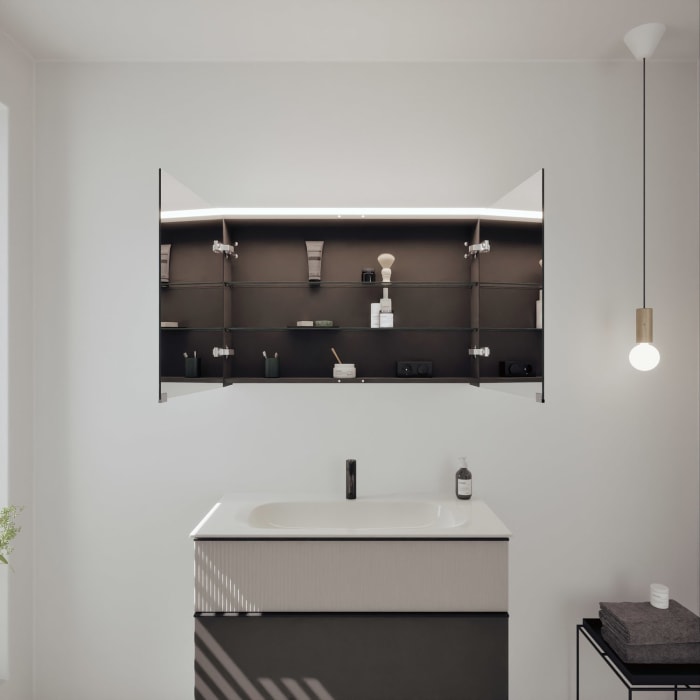 burgbad Fiumo 2.0 Badmöbelset 102 cm mit Waschtisch mit Unterschrank mit Griff G0200 und Spiegelschrank