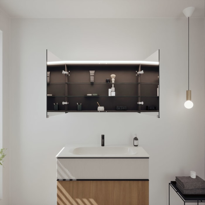 burgbad Fiumo 2.0 Badmöbelset 102 cm mit Waschtisch mit Unterschrank mit Griff G0200 und Spiegelschrank