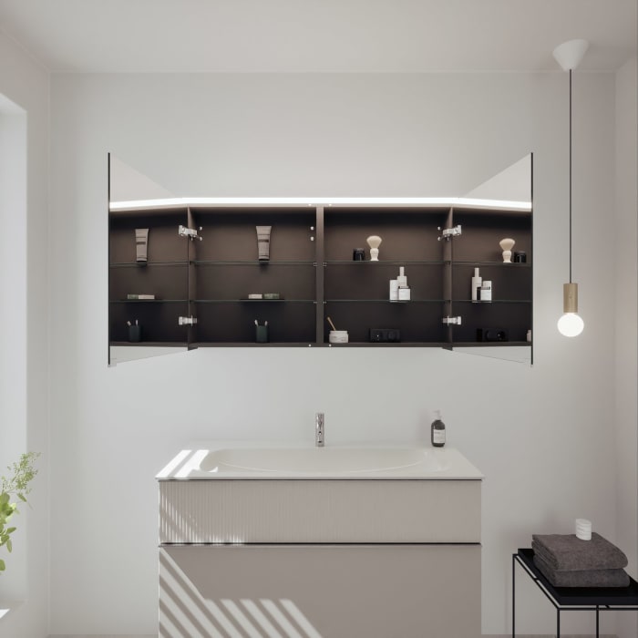 burgbad Fiumo 2.0 Badmöbelset 122 cm mit Waschtisch mit Unterschrank mit Griff G0146 und Spiegelschrank