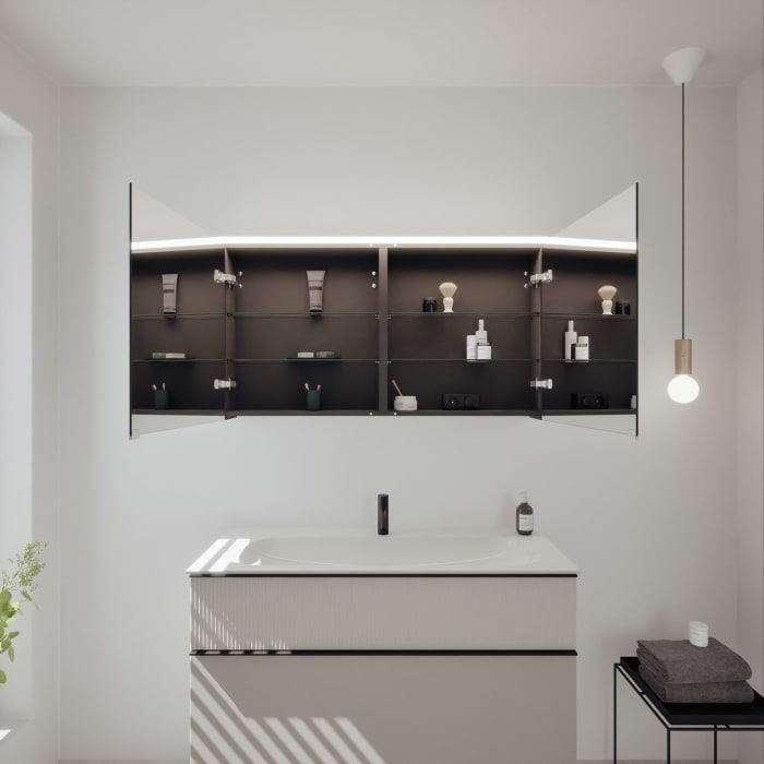 burgbad Fiumo 2.0 Badmöbelset 122 cm mit Waschtisch mit Unterschrank mit Griff G0200 und Spiegelschrank