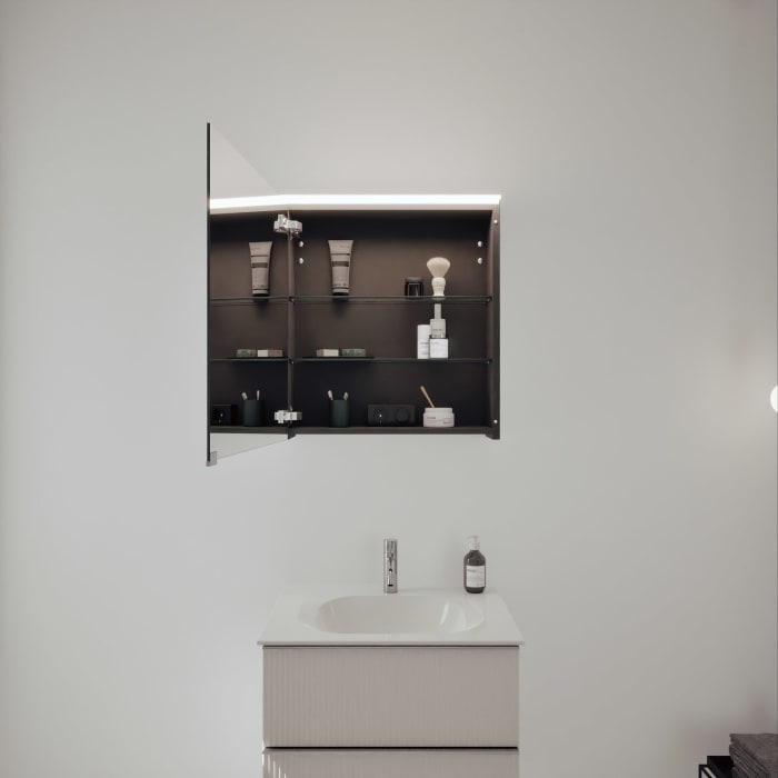 burgbad Fiumo 2.0 Badmöbelset 62 cm mit Waschtisch mit Unterschrank mit Griff G0146 und Spiegelschrank