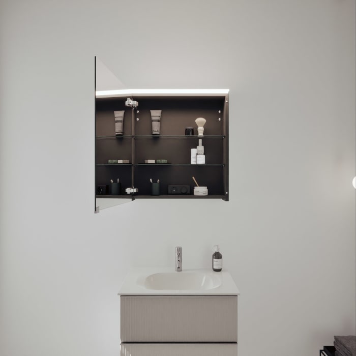 burgbad Fiumo 2.0 Badmöbelset 62 cm mit Waschtisch mit Unterschrank mit Griff G0146 und Spiegelschrank