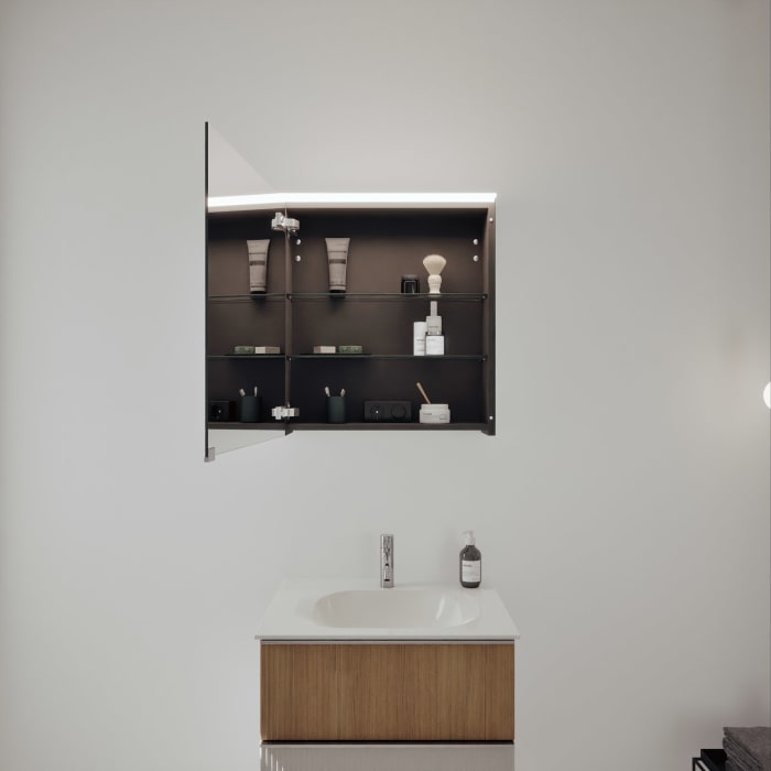 burgbad Fiumo 2.0 Badmöbelset 62 cm mit Waschtisch mit Unterschrank mit Griff G0146 und Spiegelschrank