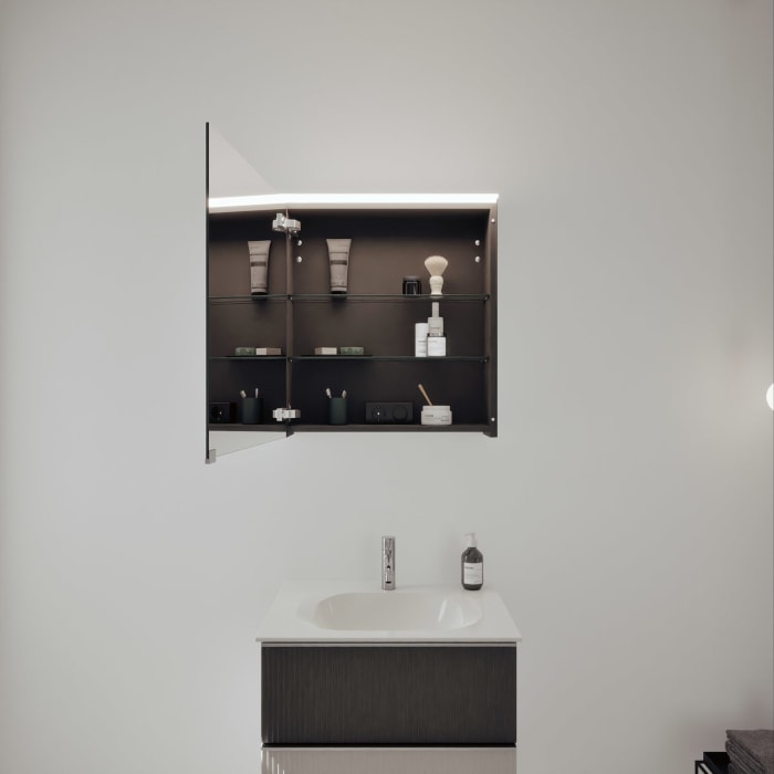 burgbad Fiumo 2.0 Badmöbelset 62 cm mit Waschtisch mit Unterschrank mit Griff G0146 und Spiegelschrank