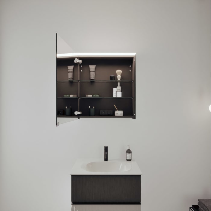 burgbad Fiumo 2.0 Badmöbelset 62 cm mit Waschtisch mit Unterschrank mit Griff G0200 und Spiegelschrank