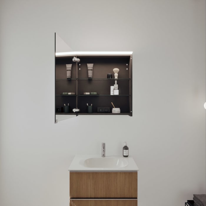 burgbad Fiumo 2.0 Badmöbelset 62 cm mit Waschtisch mit Unterschrank mit Griff G0146 und Spiegelschrank