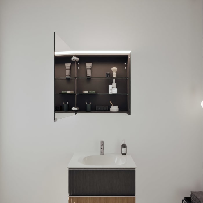 burgbad Fiumo 2.0 Badmöbelset 62 cm mit Waschtisch mit Unterschrank mit Griff G0146 und Spiegelschrank