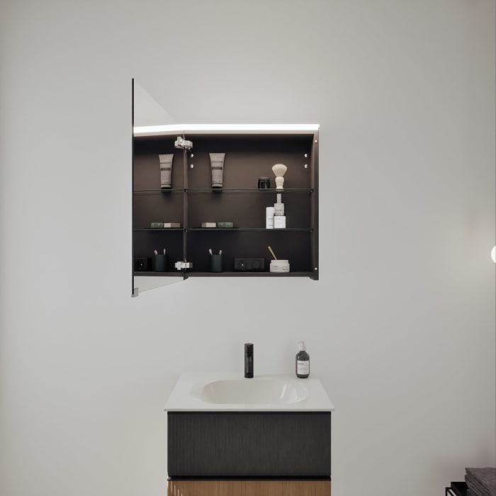 burgbad Fiumo 2.0 Badmöbelset 62 cm mit Waschtisch mit Unterschrank mit Griff G0200 und Spiegelschrank