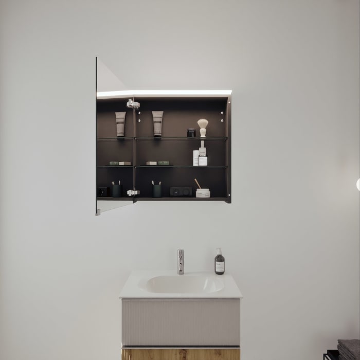 burgbad Fiumo 2.0 Badmöbelset 62 cm mit Waschtisch mit Unterschrank mit Griff G0146 und Spiegelschrank