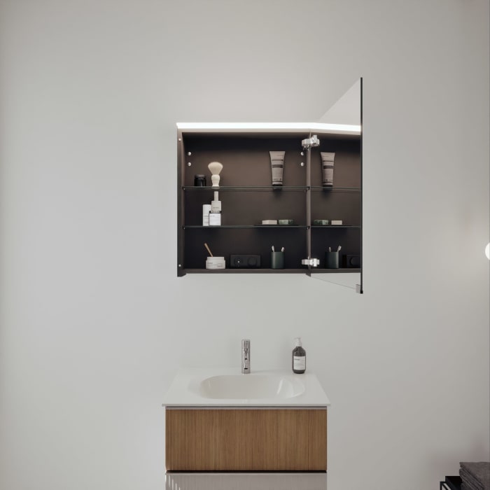 burgbad Fiumo 2.0 Badmöbelset 62 cm mit Waschtisch mit Unterschrank mit Griff G0146 und Spiegelschrank