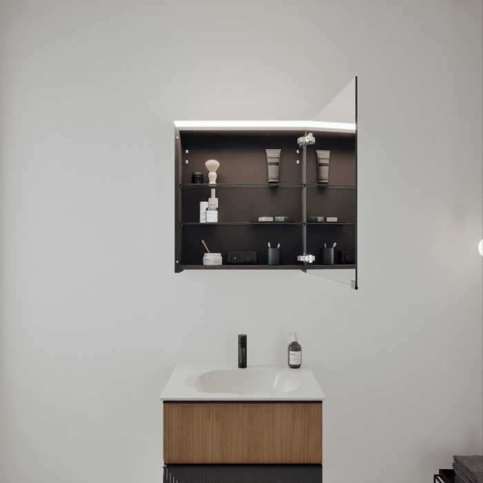 burgbad Fiumo 2.0 Badmöbelset 62 cm mit Waschtisch mit Unterschrank mit Griff G0200 und Spiegelschrank