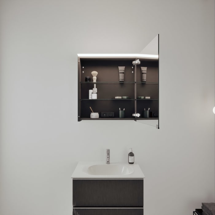 burgbad Fiumo 2.0 Badmöbelset 62 cm mit Waschtisch mit Unterschrank mit Griff G0146 und Spiegelschrank