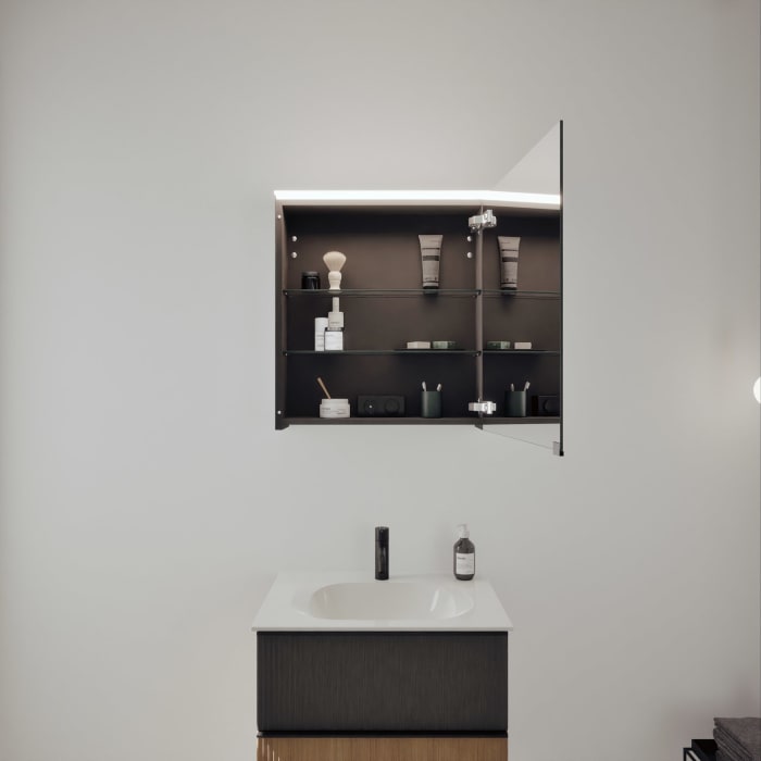 burgbad Fiumo 2.0 Badmöbelset 62 cm mit Waschtisch mit Unterschrank mit Griff G0200 und Spiegelschrank