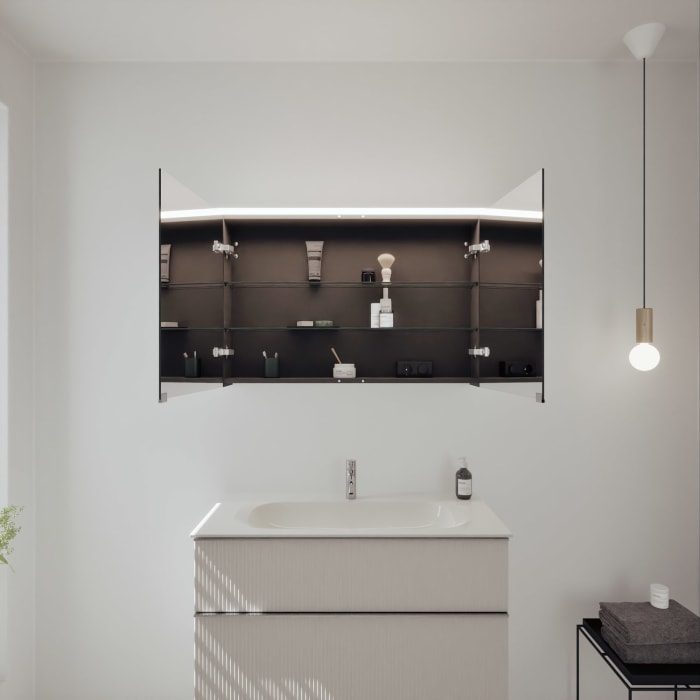 burgbad Fiumo 2.0 Badmöbelset 102 cm mit Waschtisch mit Unterschrank mit Griff G0146 und Spiegelschrank