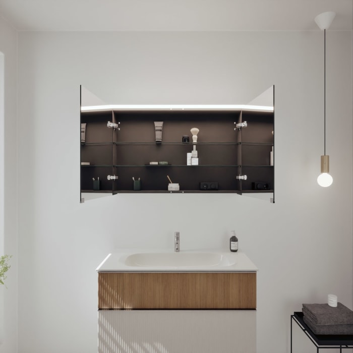 burgbad Fiumo 2.0 Badmöbelset 102 cm mit Waschtisch mit Unterschrank mit Griff G0146 und Spiegelschrank