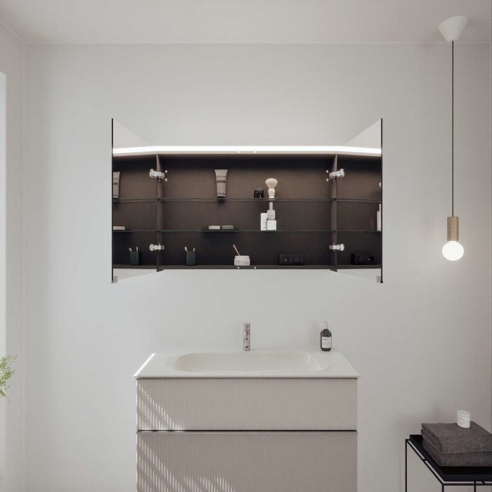 burgbad Fiumo 2.0 Badmöbelset 102 cm mit Waschtisch mit Unterschrank mit Griff G0146 und Spiegelschrank