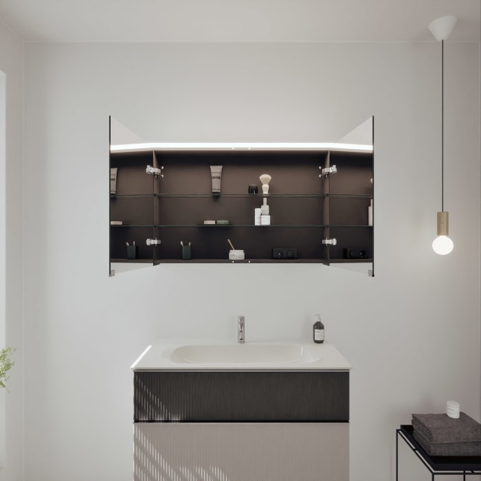 burgbad Fiumo 2.0 Badmöbelset 102 cm mit Waschtisch mit Unterschrank mit Griff G0146 und Spiegelschrank