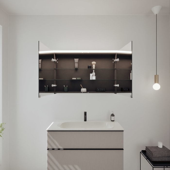 burgbad Fiumo 2.0 Badmöbelset 102 cm mit Waschtisch mit Unterschrank mit Griff G0200 und Spiegelschrank