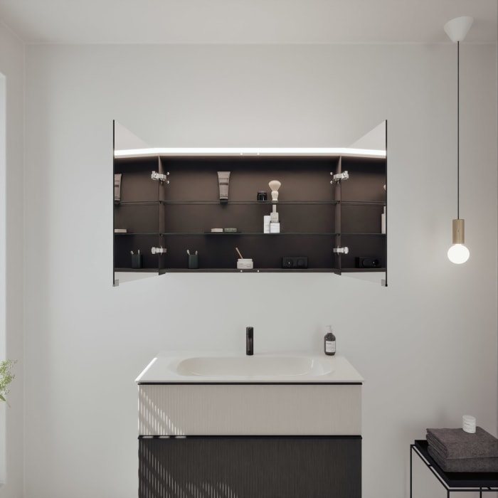 burgbad Fiumo 2.0 Badmöbelset 102 cm mit Waschtisch mit Unterschrank mit Griff G0200 und Spiegelschrank