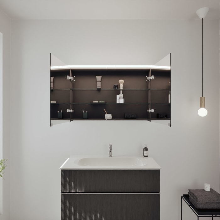 burgbad Fiumo 2.0 Badmöbelset 102 cm mit Waschtisch mit Unterschrank mit Griff G0146 und Spiegelschrank