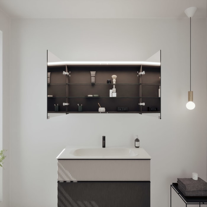 burgbad Fiumo 2.0 Badmöbelset 102 cm mit Waschtisch mit Unterschrank mit Griff G0200 und Spiegelschrank