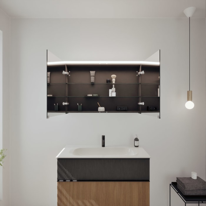 burgbad Fiumo 2.0 Badmöbelset 102 cm mit Waschtisch mit Unterschrank mit Griff G0200 und Spiegelschrank