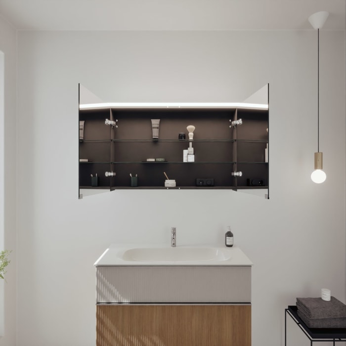 burgbad Fiumo 2.0 Badmöbelset 102 cm mit Waschtisch mit Unterschrank mit Griff G0146 und Spiegelschrank