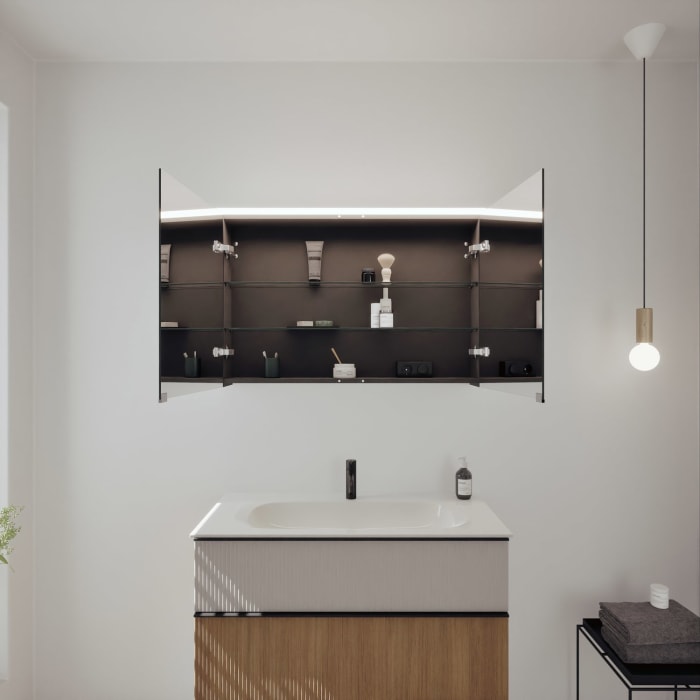 burgbad Fiumo 2.0 Badmöbelset 102 cm mit Waschtisch mit Unterschrank mit Griff G0200 und Spiegelschrank