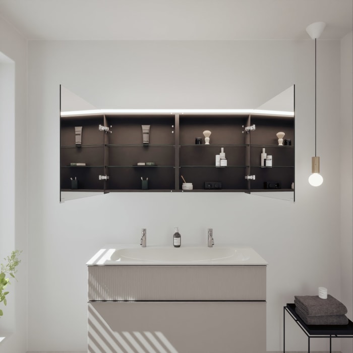 burgbad Fiumo 2.0 Badmöbelset 122 cm mit Waschtisch mit Unterschrank mit Griff G0146 und Spiegelschrank