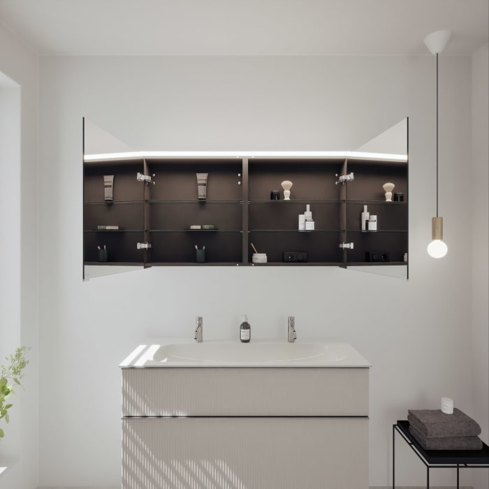 burgbad Fiumo 2.0 Badmöbelset 122 cm mit Waschtisch mit Unterschrank mit Griff G0146 und Spiegelschrank