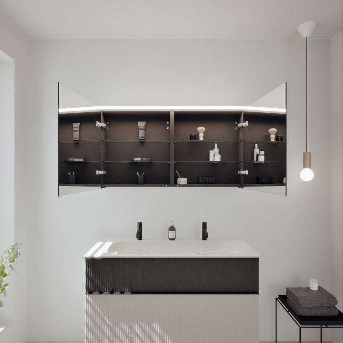 burgbad Fiumo 2.0 Badmöbelset 122 cm mit Waschtisch mit Unterschrank mit Griff G0200 und Spiegelschrank