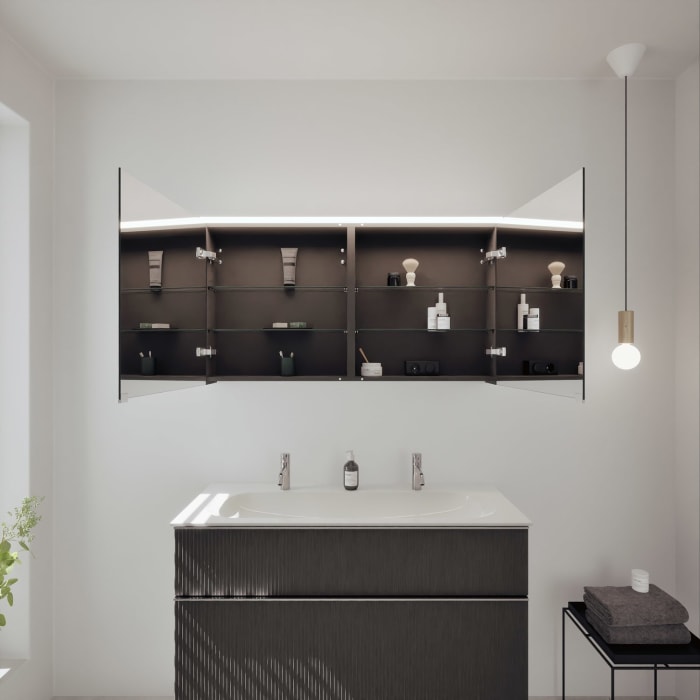 burgbad Fiumo 2.0 Badmöbelset 122 cm mit Waschtisch mit Unterschrank mit Griff G0146 und Spiegelschrank