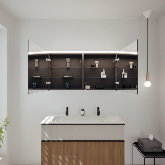 burgbad Fiumo 2.0 Badmöbelset 122 cm mit Waschtisch mit Unterschrank mit Griff G0200 und Spiegelschrank