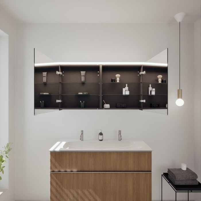 burgbad Fiumo 2.0 Badmöbelset 122 cm mit Waschtisch mit Unterschrank mit Griff G0146 und Spiegelschrank